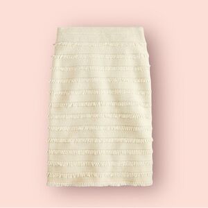 J. Crew Knit Pencil Skirt Fringe Stripe Cream Sz XXS AS891